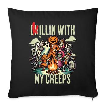 Drôle de détente avec mes creeps Halloween Fun - Housse de coussin décorative 45 x 45 cm - noir - Devant
