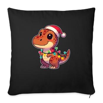 Chapeau de Noël Noël Fées T-Rex - Housse de coussin décorative 45 x 45 cm - noir - Devant