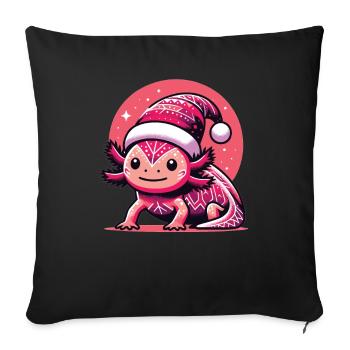 Axolotl Noël Mignon Axolotls Joyeux Noël - Housse de coussin décorative 45 x 45 cm - noir - Devant