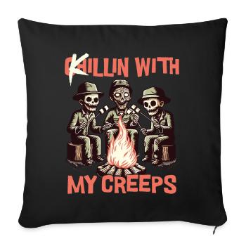 Chillin With My Creeps Campfire Adventure - Sofa pillowcase 17,3'' x 17,3'' (45 x 45 cm) - black - Front