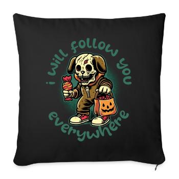 Effrayant Halloween squelette chien harceleur - Housse de coussin décorative 45 x 45 cm - noir - Devant