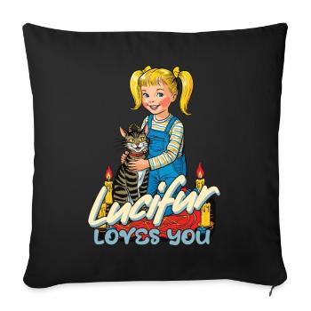 Lucifur Loves You Cat Humor - Sofa pillowcase 17,3'' x 17,3'' (45 x 45 cm) - black - Front