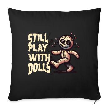 Toujours en train de jouer avec des poupées Poupée vaudou effrayante - Housse de coussin décorative 45 x 45 cm - noir - Devant