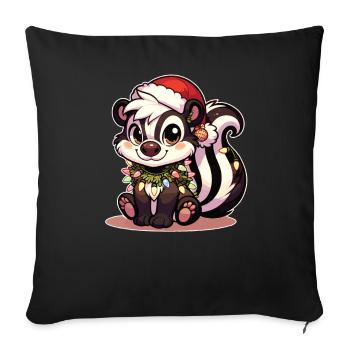 Christmas Hat Christmas Fairy Lights Skunk - Sofa pillowcase 17,3'' x 17,3'' (45 x 45 cm) - black - Front