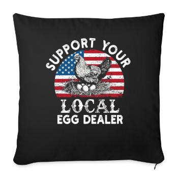 Local Egg Dealer American Flag Farmer - Sofa pillowcase 17,3'' x 17,3'' (45 x 45 cm) - black - Front