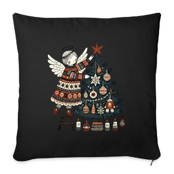 Christmas angel in Scandinavian - Sofa pillowcase 17,3'' x 17,3'' (45 x 45 cm) - black - Front