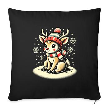 Cute Reindeer With Scarf Christmas - Sofa pillowcase 17,3'' x 17,3'' (45 x 45 cm) - black - Front