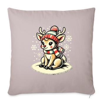 Renne mignon avec écharpe de Noël - Housse de coussin décorative 45 x 45 cm - taupe clair - Devant