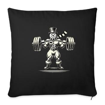Starker Schneemann Mit Gewichtheben - Sofakissenbezug 45 x 45 cm - Schwarz - Vorne