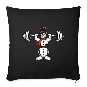 Puissant bonhomme de neige Noël Fitness - Housse de coussin décorative 45 x 45 cm - noir - Devant