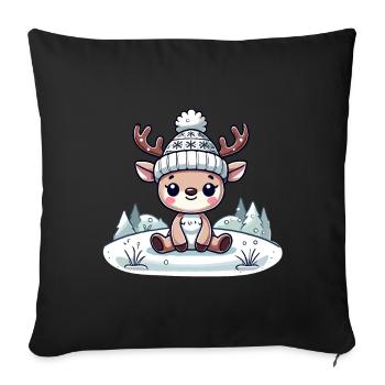 Cute Reindeer in the Snow Christmas - Sofa pillowcase 17,3'' x 17,3'' (45 x 45 cm) - black - Front