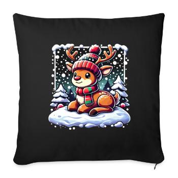 Cute Reindeer Christmas Winter Snow - Sofa pillowcase 17,3'' x 17,3'' (45 x 45 cm) - black - Front