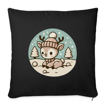 Christmas Reindeer Illustration Winter - Sofa pillowcase 17,3'' x 17,3'' (45 x 45 cm) - black - Front
