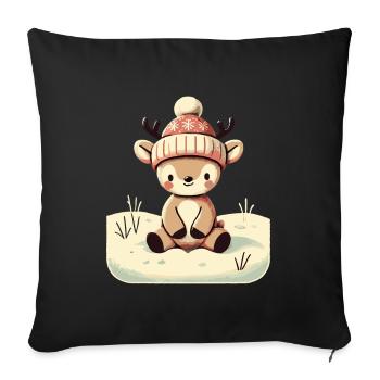 Cute Reindeer Christmas Winter Snow - Sofa pillowcase 17,3'' x 17,3'' (45 x 45 cm) - black - Front