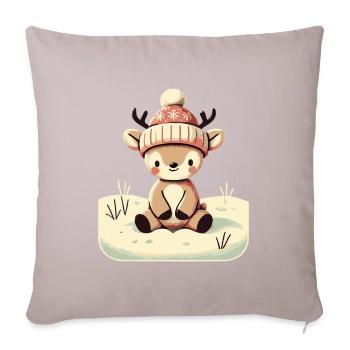 Mignon Renne Noël Hiver Neige - Housse de coussin décorative 45 x 45 cm - taupe clair - Devant