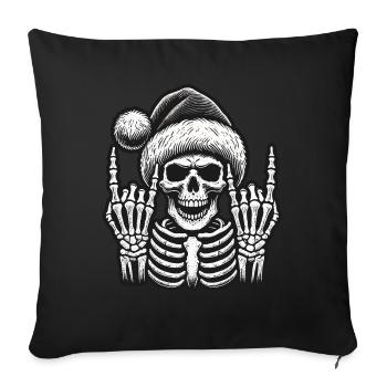 Jupe chapeau de Noël squelette - Housse de coussin décorative 45 x 45 cm - noir - Devant