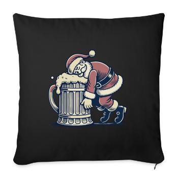 Père Noël ivre avec chope de bière - Housse de coussin décorative 45 x 45 cm - noir - Devant