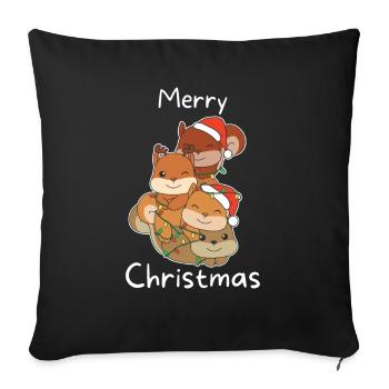 Squirrel Christmas Tree Christmas Animals - Sofa pillowcase 17,3'' x 17,3'' (45 x 45 cm) - black - Front
