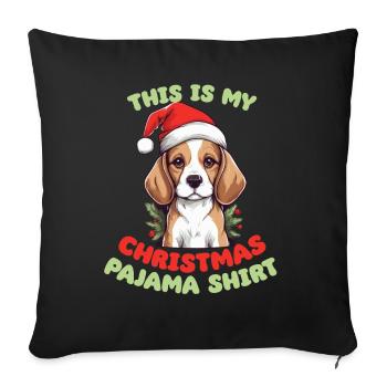 Beagle Pyjama de Noël Chiens - Housse de coussin décorative 45 x 45 cm - noir - Devant