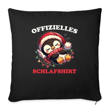 Chemise de nuit officielle Pingouin de Noël - Housse de coussin décorative 45 x 45 cm - noir - Devant
