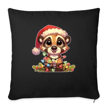 Weihnachtsmütze Weihnachten Lichterkette Nasenbär - Sofakissenbezug 45 x 45 cm - Schwarz - Vorne
