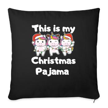 Unicorn Christmas pajamas - Sofa pillowcase 17,3'' x 17,3'' (45 x 45 cm) - black - Front