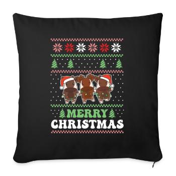 Merry Christmas retro ugly christmas Okapi - Sofakissenbezug 45 x 45 cm - Schwarz - Vorne