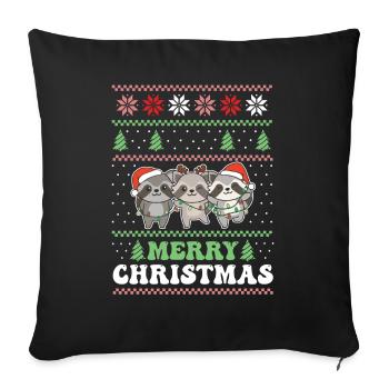 Merry Christmas retro ugly christmas Waschbär - Sofakissenbezug 45 x 45 cm - Schwarz - Vorne