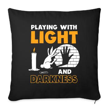 Théâtre d’ombres Spectacle de marionnettes Jeux d’ombres - Housse de coussin décorative 45 x 45 cm - noir - Devant