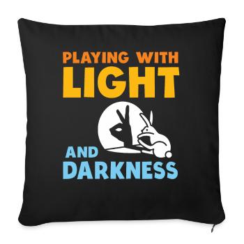 Théâtre d’ombres Spectacle de marionnettes Jeux d’ombres - Housse de coussin décorative 45 x 45 cm - noir - Devant