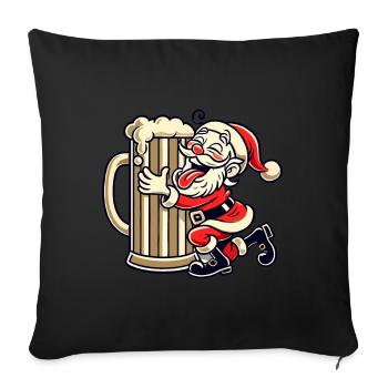 Santa Claus hugging giant beer glass - Sofa pillowcase 17,3'' x 17,3'' (45 x 45 cm) - black - Front