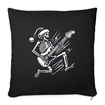 Skeleton With Santa Hat Rocks Guitar - Sofa pillowcase 17,3'' x 17,3'' (45 x 45 cm) - black - Front