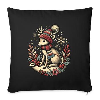 Vintage Christmas Reindeer Design - Sofa pillowcase 17,3'' x 17,3'' (45 x 45 cm) - black - Front