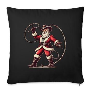 Cowboy Père Noël Lasso Aventure - Housse de coussin décorative 45 x 45 cm - noir - Devant