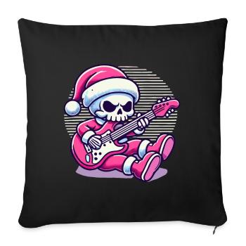 Christmassy skeleton guitarist rocks - Sofa pillowcase 17,3'' x 17,3'' (45 x 45 cm) - black - Front