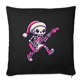 Skeleton With Guitar And Santa Hat Rocks - Sofa pillowcase 17,3'' x 17,3'' (45 x 45 cm) - black - Front