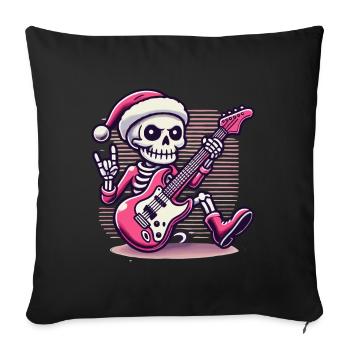 Noël squelette guitariste rocks - Housse de coussin décorative 45 x 45 cm - noir - Devant