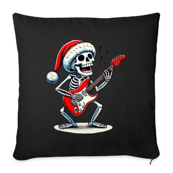 Squelette de Noël avec guitare électrique rocks - Housse de coussin décorative 45 x 45 cm - noir - Devant
