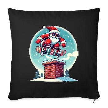 Skateboardender Weihnachtsmann Spaßiger Winter - Sofakissenbezug 45 x 45 cm - Schwarz - Vorne