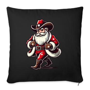 Cowboy Père Noël Aventureux Festif - Housse de coussin décorative 45 x 45 cm - noir - Devant