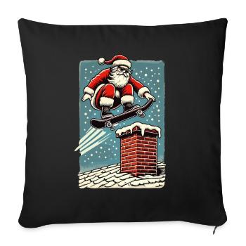 Christmas Skateboard Santa Claus Chimney - Sofa pillowcase 17,3'' x 17,3'' (45 x 45 cm) - black - Front