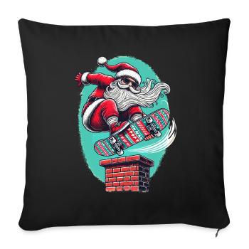 Skateboard Père Noël Motif plein d’action - Housse de coussin décorative 45 x 45 cm - noir - Devant