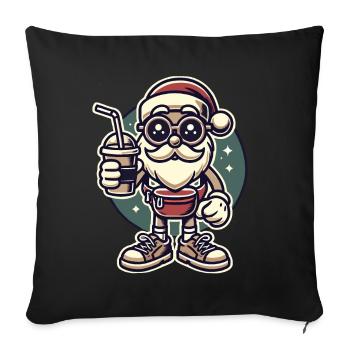 Hipster Santa Claus With Drink - Sofa pillowcase 17,3'' x 17,3'' (45 x 45 cm) - black - Front