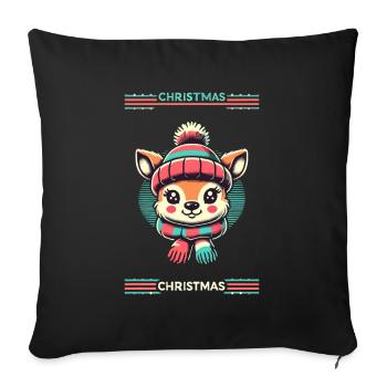 Charmant design vintage avec des rennes et de la neige - Housse de coussin décorative 45 x 45 cm - noir - Devant