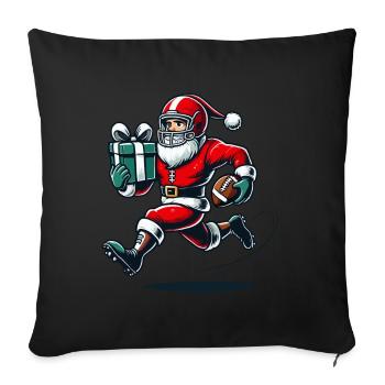 Le Père Noël joue au football Cadeau Fun - Housse de coussin décorative 45 x 45 cm - noir - Devant