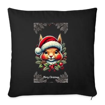 Merry Christmas Squirrel Artwork - Sofa pillowcase 17,3'' x 17,3'' (45 x 45 cm) - black - Front