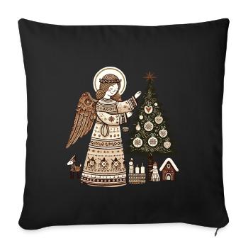 Ange de Noël au charme scandinave - Housse de coussin décorative 45 x 45 cm - noir - Devant