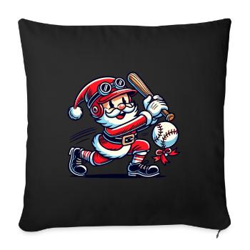 Santa Claus swings baseball bat - Sofa pillowcase 17,3'' x 17,3'' (45 x 45 cm) - black - Front
