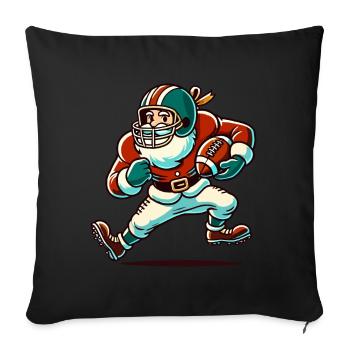 Père Noël jouant au football Joy - Housse de coussin décorative 45 x 45 cm - noir - Devant