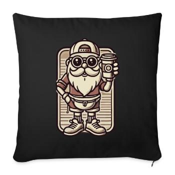 Snob Santa Claus with coffee - Sofa pillowcase 17,3'' x 17,3'' (45 x 45 cm) - black - Front